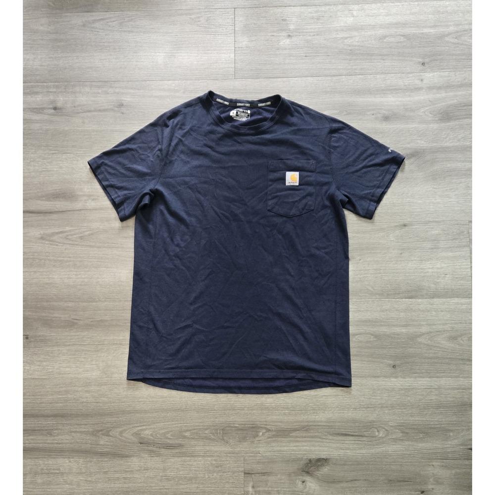 Carhartt Force Mens Medium Relaxed Fit Pocket T-Shirt Blue Short Sleeve Work Tee
